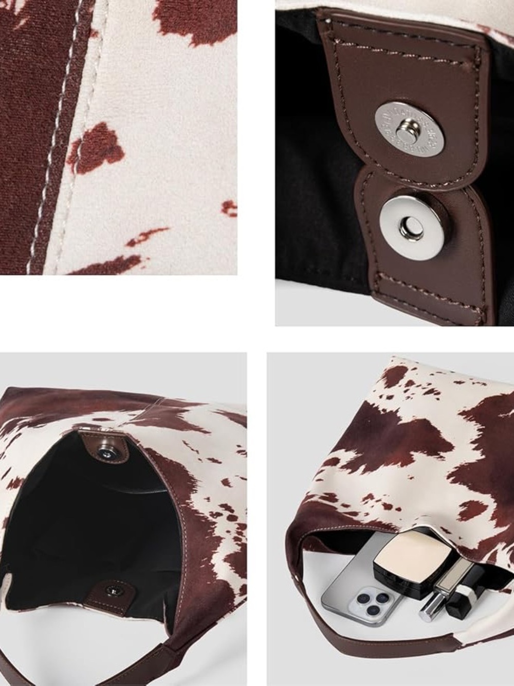 Commense Cow Print Hobo Bag - Picture 5 of 14